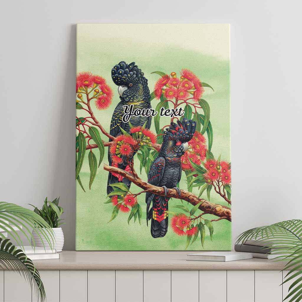 Australia Black Cockatoo and Eucalyptus Canvas Wall Art Green Spirit of Aussie Native Bird - Aussie Hoodie