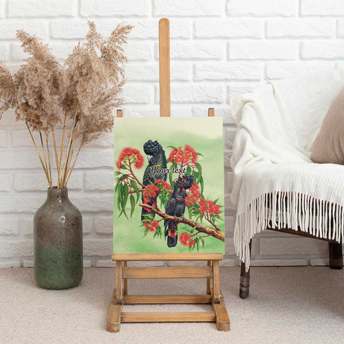 Australia Black Cockatoo and Eucalyptus Canvas Wall Art Green Spirit of Aussie Native Bird - Aussie Hoodie
