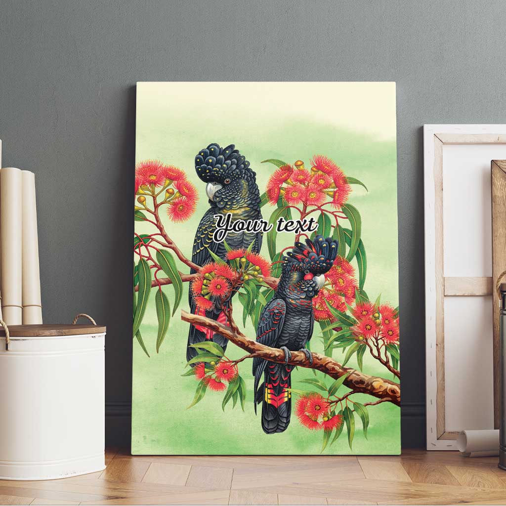 Australia Black Cockatoo and Eucalyptus Canvas Wall Art Green Spirit of Aussie Native Bird - Aussie Hoodie