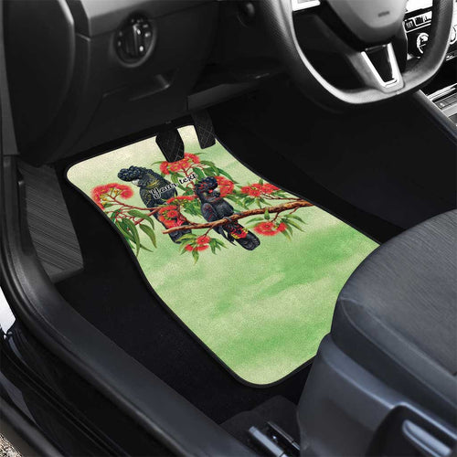 Australia Black Cockatoo and Eucalyptus Car Mats Green Spirit of Aussie Native Bird - Aussie Hoodie
