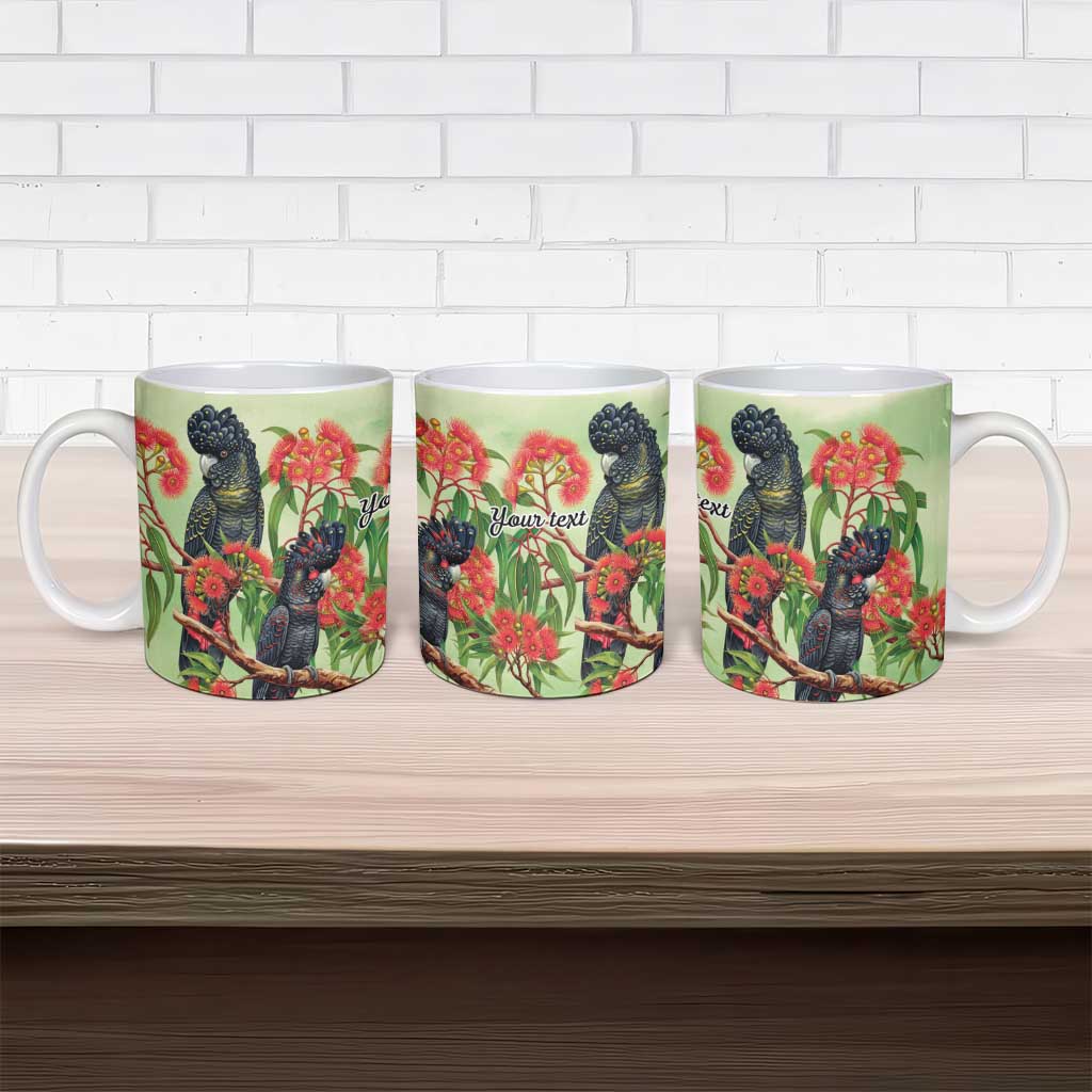 Australia Black Cockatoo and Eucalyptus Ceramic Mug Green Spirit of Aussie Native Bird - Aussie Hoodie