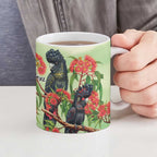 Australia Black Cockatoo and Eucalyptus Ceramic Mug Green Spirit of Aussie Native Bird - Aussie Hoodie