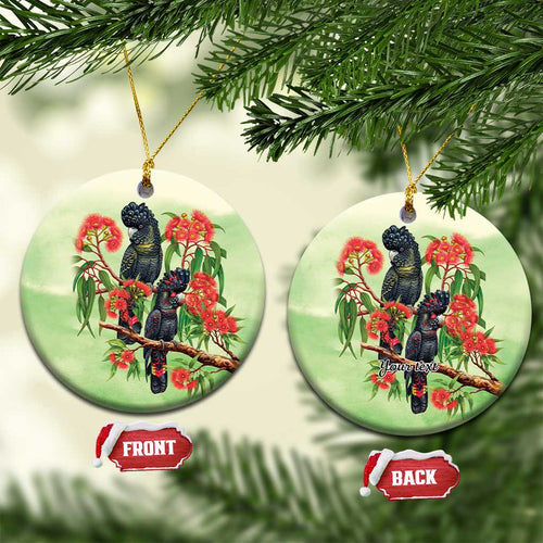 Australia Black Cockatoo and Eucalyptus Ceramic Ornament Green Spirit of Aussie Native Bird - Aussie Hoodie