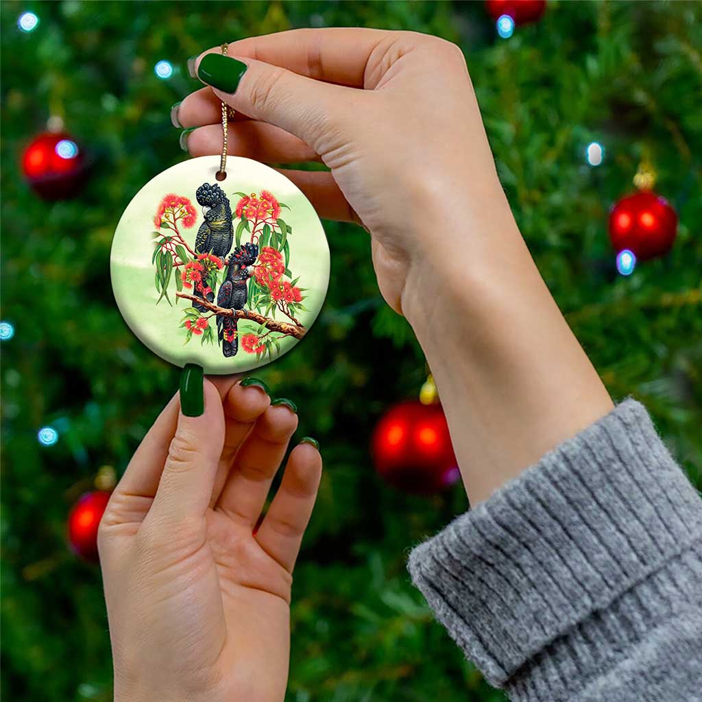 Australia Black Cockatoo and Eucalyptus Ceramic Ornament Green Spirit of Aussie Native Bird - Aussie Hoodie