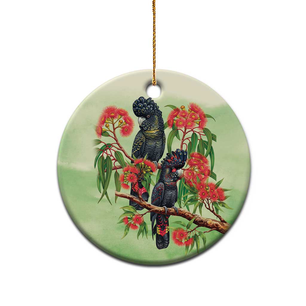 Australia Black Cockatoo and Eucalyptus Ceramic Ornament Green Spirit of Aussie Native Bird - Aussie Hoodie
