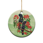 Australia Black Cockatoo and Eucalyptus Ceramic Ornament Green Spirit of Aussie Native Bird - Aussie Hoodie