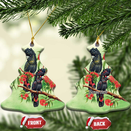 Australia Black Cockatoo and Eucalyptus Ceramic Ornament Green Spirit of Aussie Native Bird - Aussie Hoodie