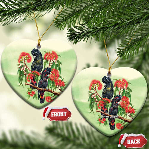Australia Black Cockatoo and Eucalyptus Ceramic Ornament Green Spirit of Aussie Native Bird - Aussie Hoodie