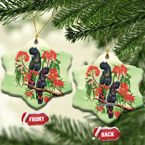Australia Black Cockatoo and Eucalyptus Ceramic Ornament Green Spirit of Aussie Native Bird - Aussie Hoodie