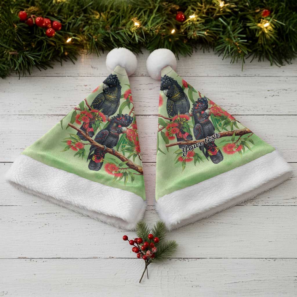 Australia Black Cockatoo and Eucalyptus Christmas Santa Hat Green Spirit of Aussie Native Bird - Aussie Hoodie