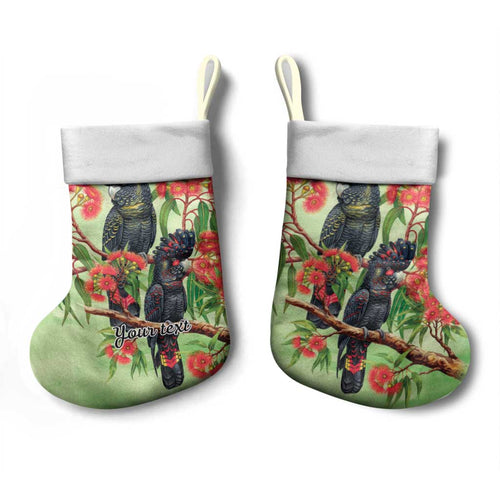 Australia Black Cockatoo and Eucalyptus Christmas Stocking Green Spirit of Aussie Native Bird - Aussie Hoodie
