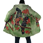 Australia Black Cockatoo and Eucalyptus Cloak Green Spirit of Aussie Native Bird - Aussie Hoodie