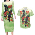 Australia Black Cockatoo and Eucalyptus Couples Matching Long Sleeve Bodycon Dress and Hawaiian Shirt Green Spirit of Aussie Native Bird - Aussie Hoodie