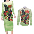 Australia Black Cockatoo and Eucalyptus Couples Matching Long Sleeve Bodycon Dress and Long Sleeve Button Shirt Green Spirit of Aussie Native Bird - Aussie Hoodie