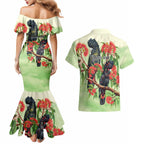 Australia Black Cockatoo and Eucalyptus Couples Matching Mermaid Dress and Hawaiian Shirt Green Spirit of Aussie Native Bird - Aussie Hoodie