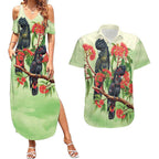 Australia Black Cockatoo and Eucalyptus Couples Matching Summer Maxi Dress and Hawaiian Shirt Green Spirit of Aussie Native Bird - Aussie Hoodie