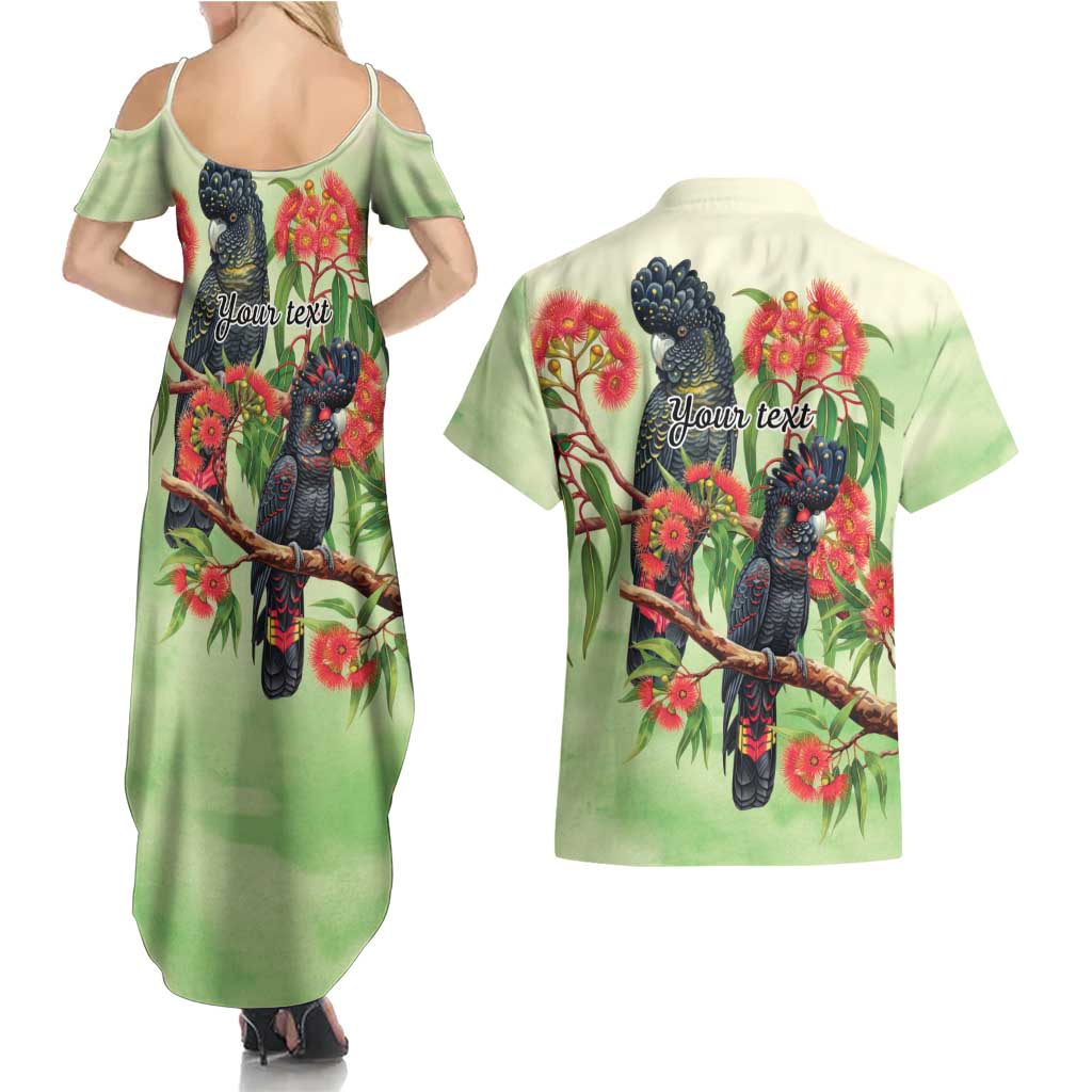 Australia Black Cockatoo and Eucalyptus Couples Matching Summer Maxi Dress and Hawaiian Shirt Green Spirit of Aussie Native Bird - Aussie Hoodie