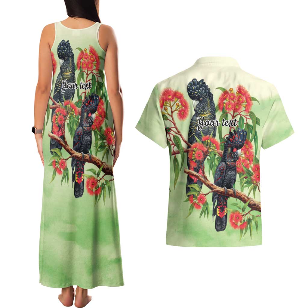 Australia Black Cockatoo and Eucalyptus Couples Matching Tank Maxi Dress and Hawaiian Shirt Green Spirit of Aussie Native Bird - Aussie Hoodie