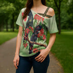 Australia Black Cockatoo and Eucalyptus Cross Shoulder Shirt Green Spirit of Aussie Native Bird - Aussie Hoodie