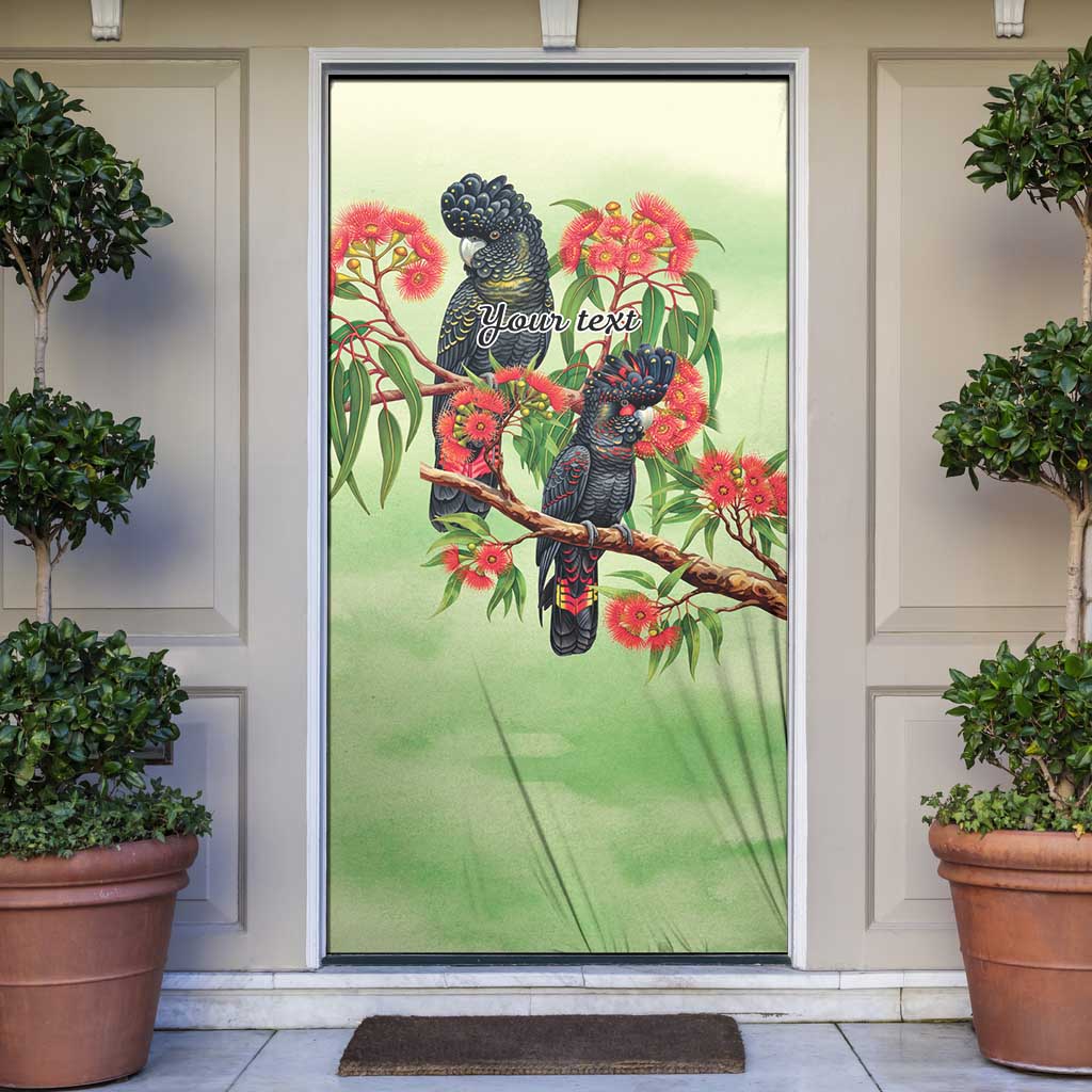 Australia Black Cockatoo and Eucalyptus Door Cover Green Spirit of Aussie Native Bird - Aussie Hoodie