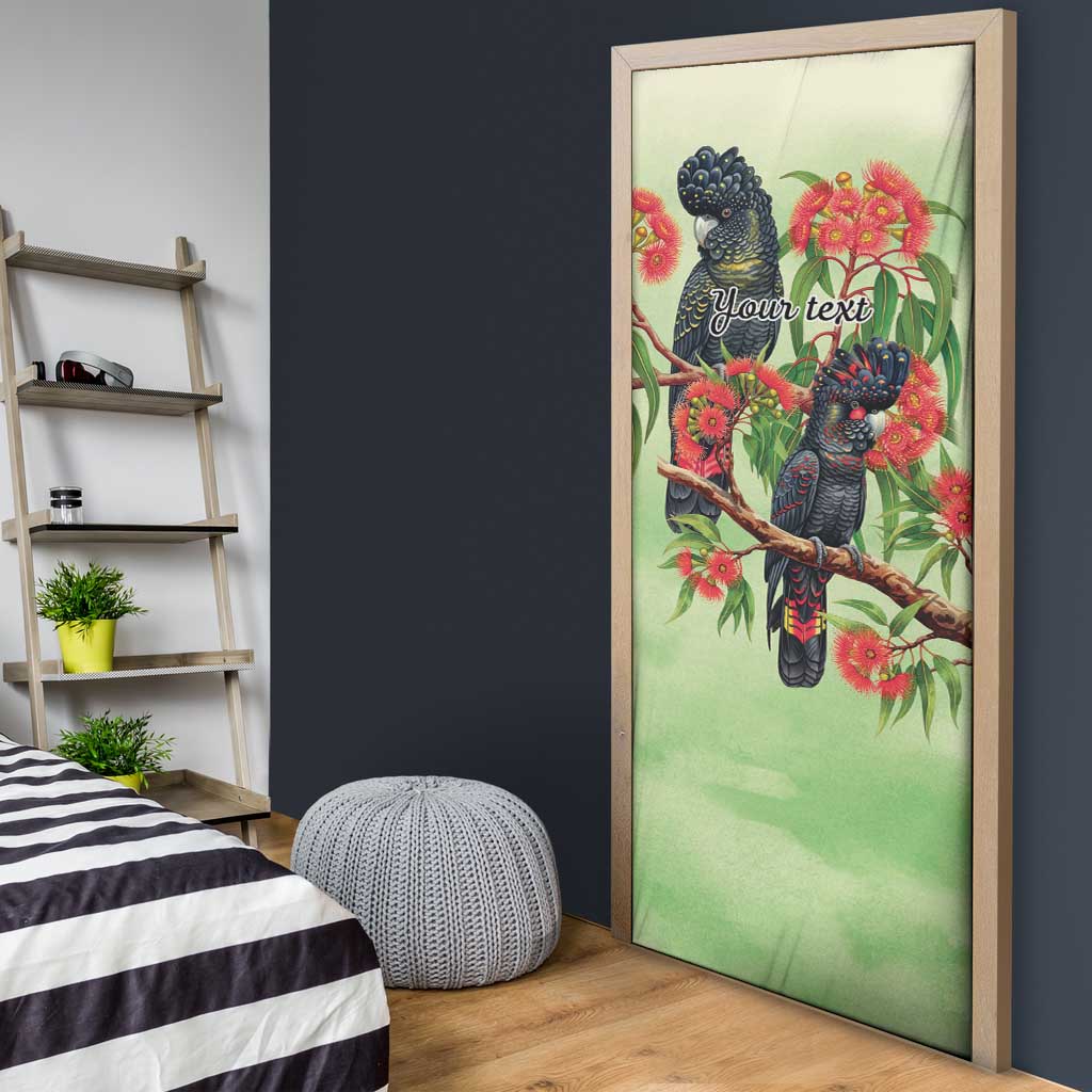 Australia Black Cockatoo and Eucalyptus Door Cover Green Spirit of Aussie Native Bird - Aussie Hoodie