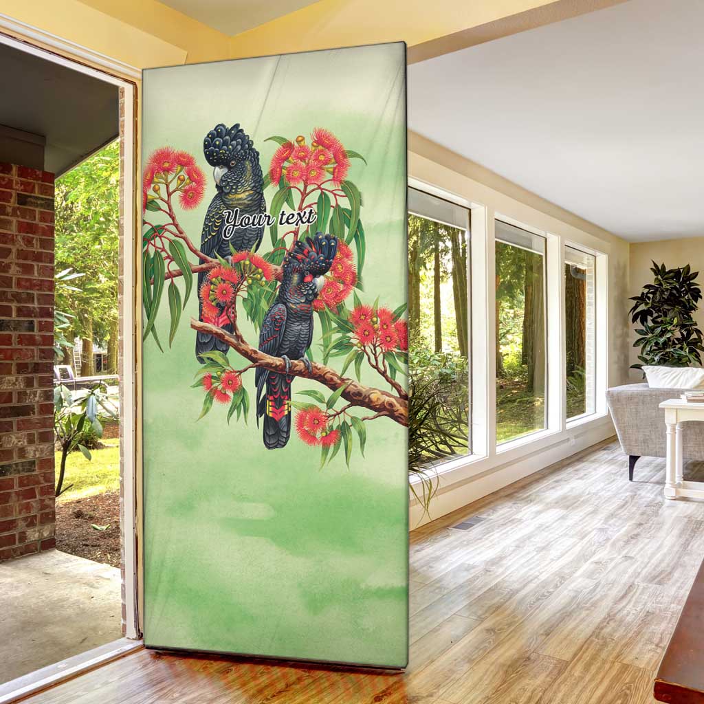 Australia Black Cockatoo and Eucalyptus Door Cover Green Spirit of Aussie Native Bird - Aussie Hoodie