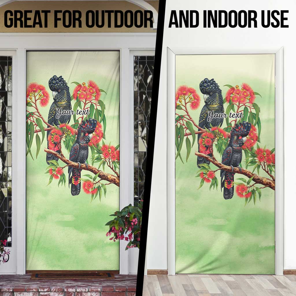 Australia Black Cockatoo and Eucalyptus Door Cover Green Spirit of Aussie Native Bird - Aussie Hoodie