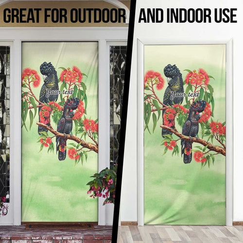 Australia Black Cockatoo and Eucalyptus Door Cover Green Spirit of Aussie Native Bird - Aussie Hoodie