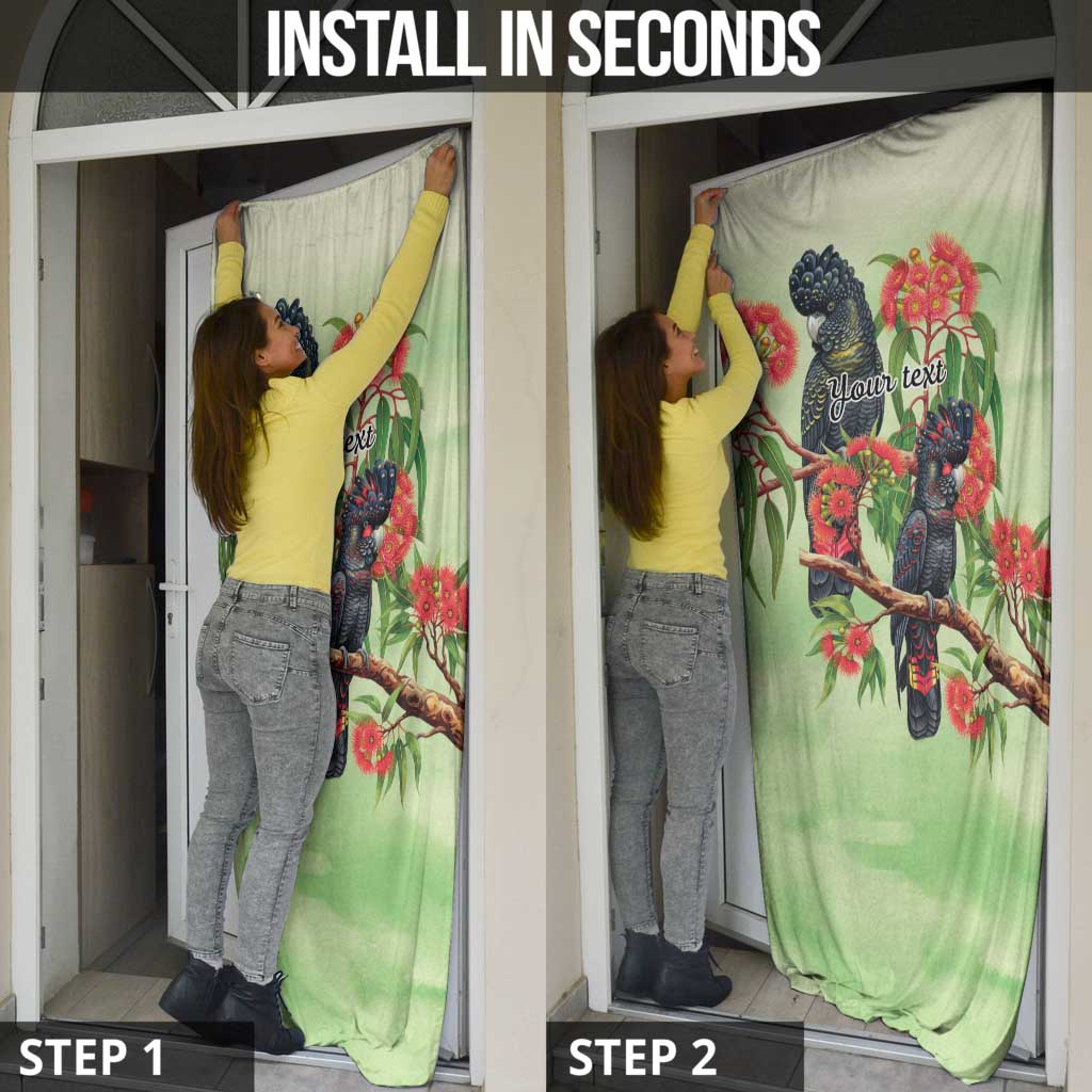 Australia Black Cockatoo and Eucalyptus Door Cover Green Spirit of Aussie Native Bird - Aussie Hoodie