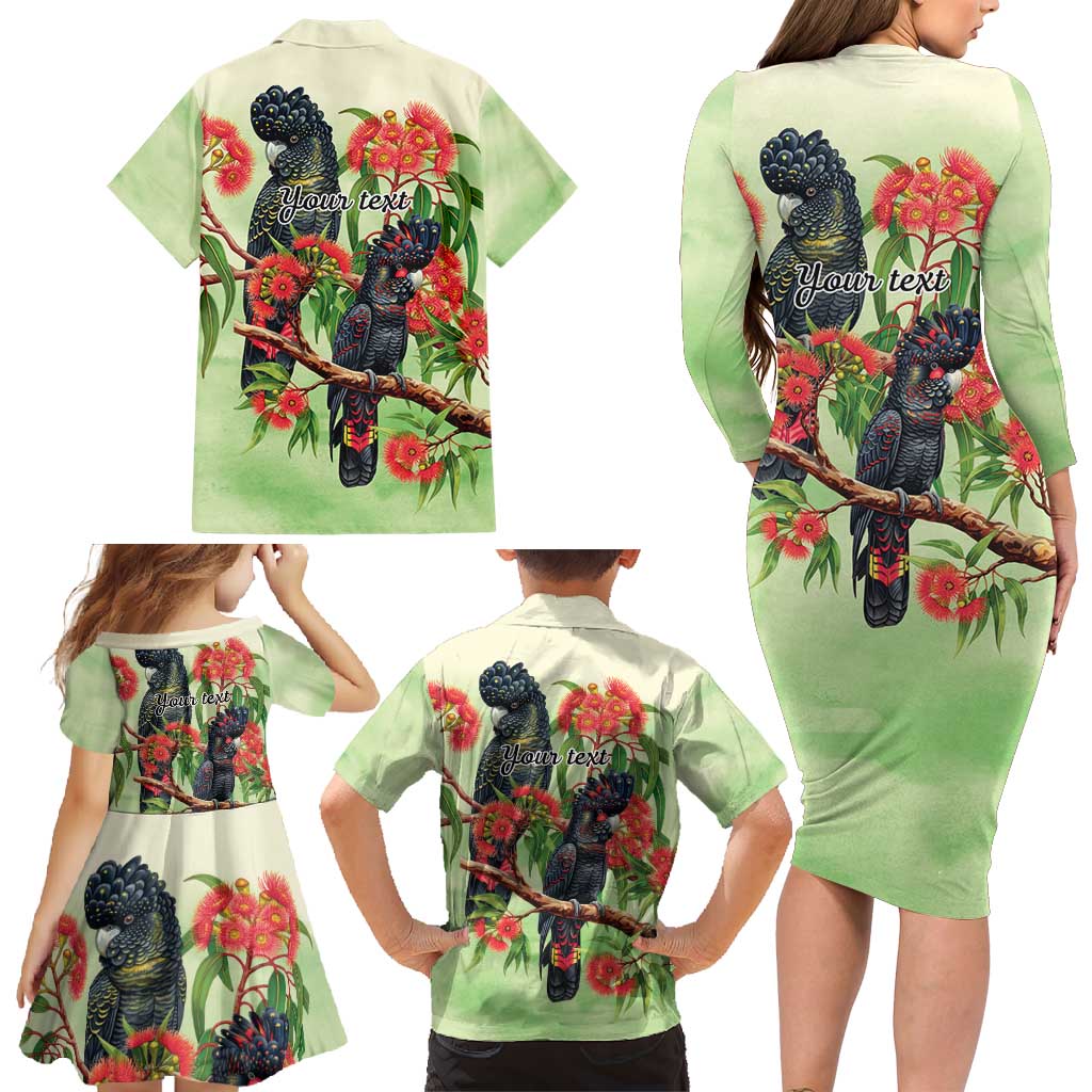 Australia Black Cockatoo and Eucalyptus Family Matching Long Sleeve Bodycon Dress and Hawaiian Shirt Green Spirit of Aussie Native Bird - Aussie Hoodie