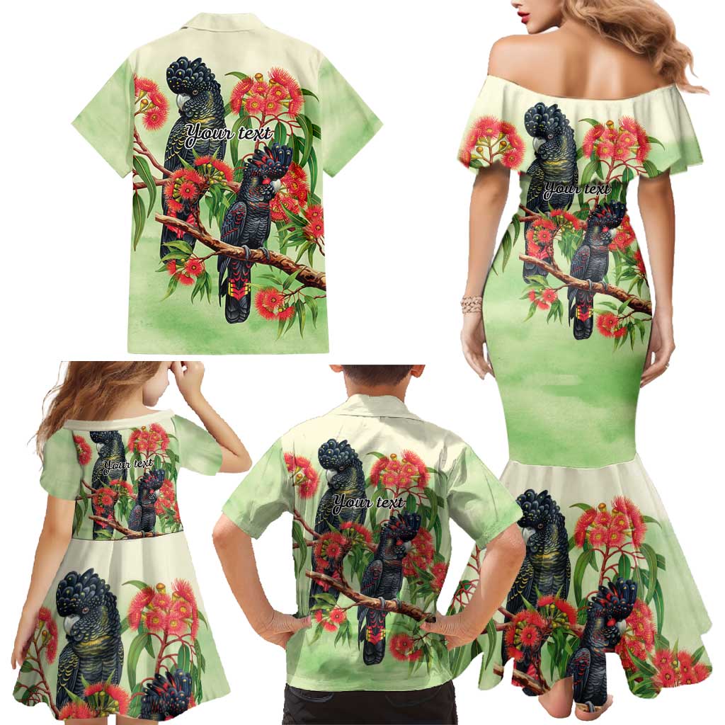 Australia Black Cockatoo and Eucalyptus Family Matching Mermaid Dress and Hawaiian Shirt Green Spirit of Aussie Native Bird - Aussie Hoodie