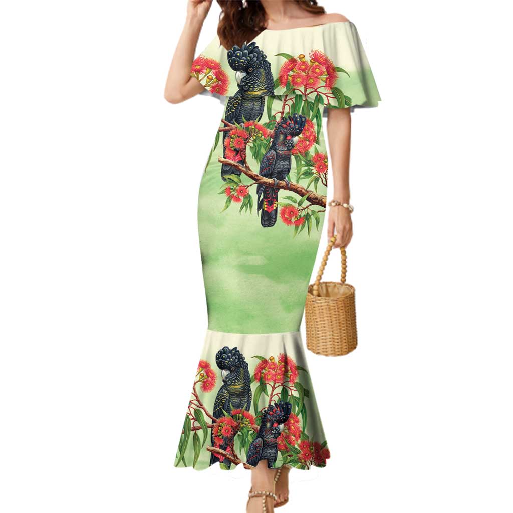 Australia Black Cockatoo and Eucalyptus Family Matching Mermaid Dress and Hawaiian Shirt Green Spirit of Aussie Native Bird - Aussie Hoodie