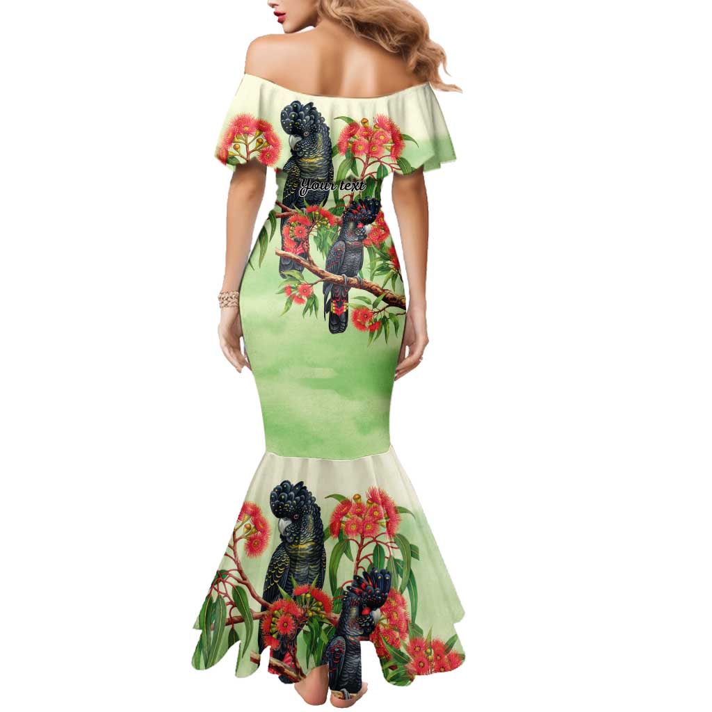 Australia Black Cockatoo and Eucalyptus Family Matching Mermaid Dress and Hawaiian Shirt Green Spirit of Aussie Native Bird - Aussie Hoodie