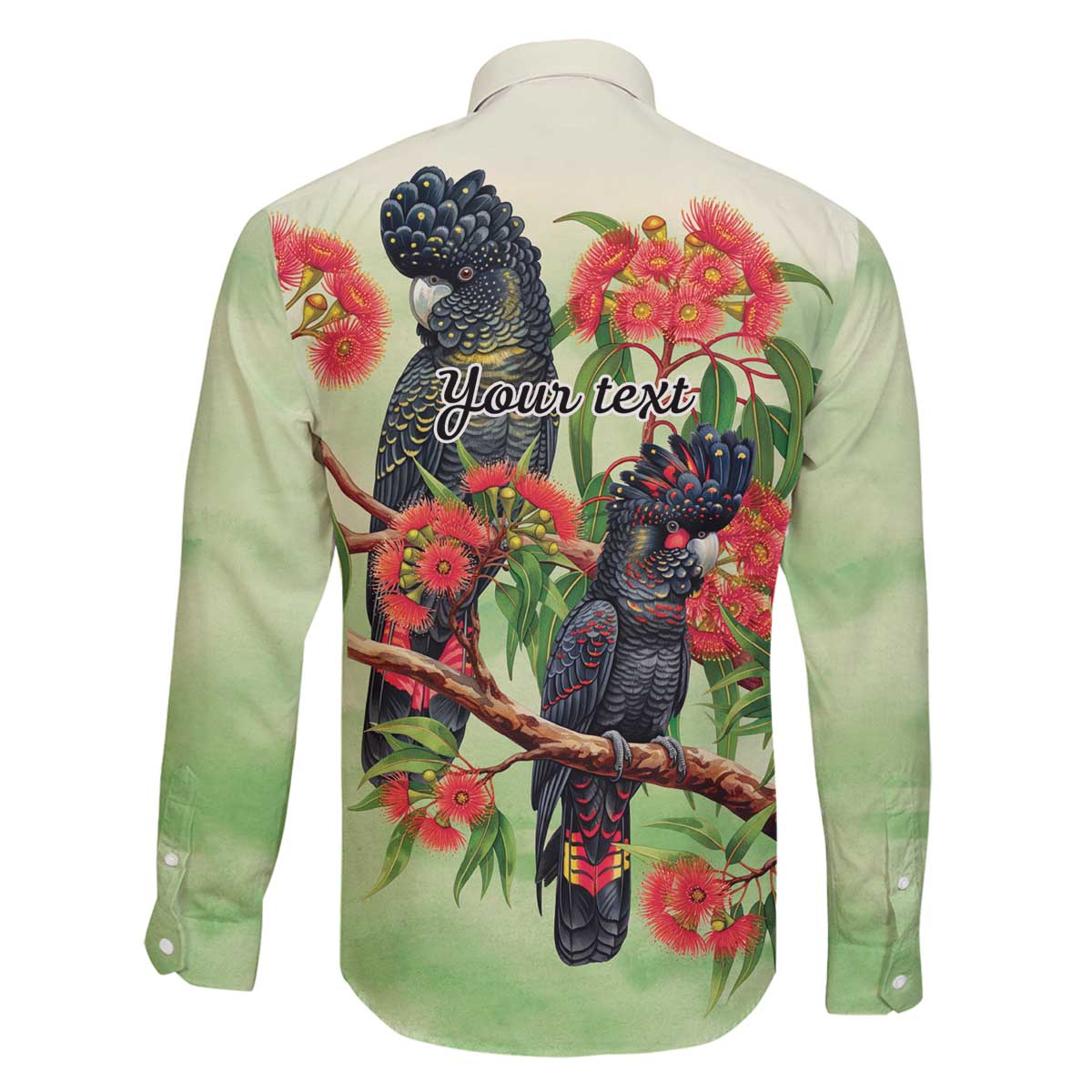 Australia Black Cockatoo and Eucalyptus Family Matching Off The Shoulder Long Sleeve Dress and Hawaiian Shirt Green Spirit of Aussie Native Bird - Aussie Hoodie