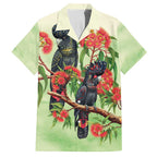 Australia Black Cockatoo and Eucalyptus Family Matching Off Shoulder Maxi Dress and Hawaiian Shirt Green Spirit of Aussie Native Bird - Aussie Hoodie