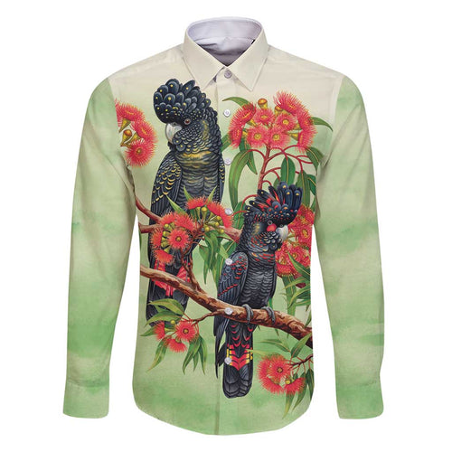 Australia Black Cockatoo and Eucalyptus Family Matching Off Shoulder Maxi Dress and Hawaiian Shirt Green Spirit of Aussie Native Bird - Aussie Hoodie