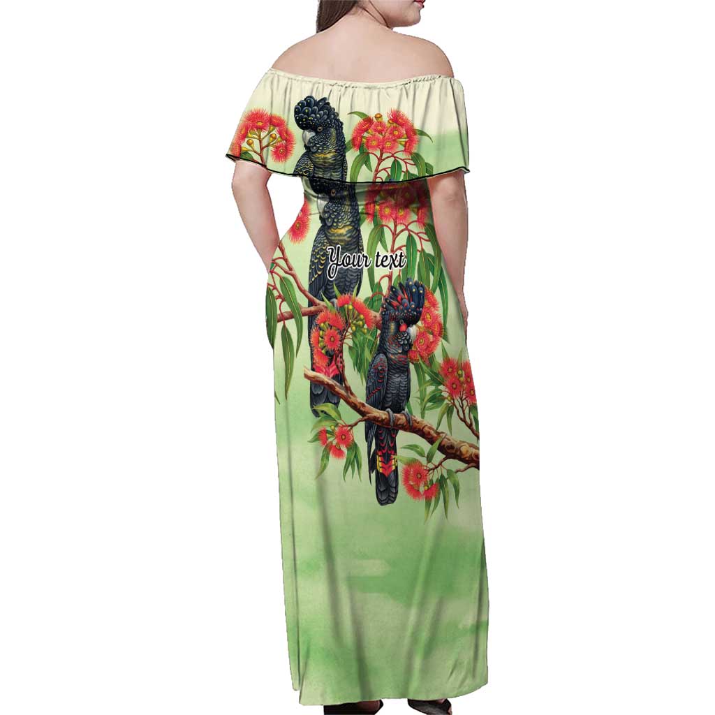Australia Black Cockatoo and Eucalyptus Family Matching Off Shoulder Maxi Dress and Hawaiian Shirt Green Spirit of Aussie Native Bird - Aussie Hoodie