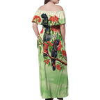 Australia Black Cockatoo and Eucalyptus Family Matching Off Shoulder Maxi Dress and Hawaiian Shirt Green Spirit of Aussie Native Bird - Aussie Hoodie