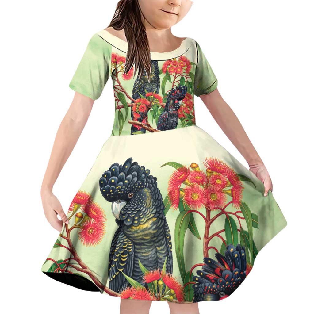 Australia Black Cockatoo and Eucalyptus Family Matching Off Shoulder Short Dress and Hawaiian Shirt Green Spirit of Aussie Native Bird - Aussie Hoodie