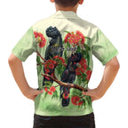 Australia Black Cockatoo and Eucalyptus Family Matching Puletasi and Hawaiian Shirt Green Spirit of Aussie Native Bird - Aussie Hoodie