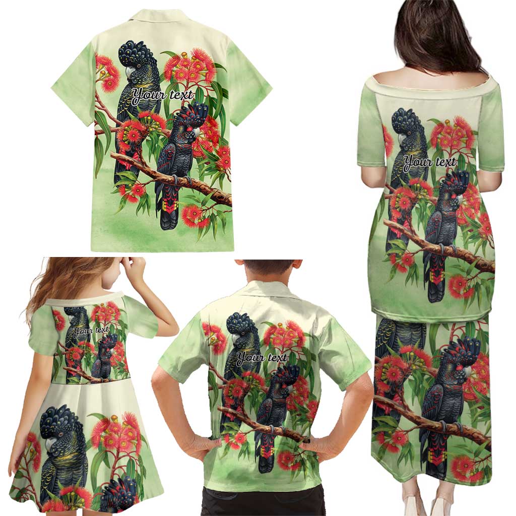 Australia Black Cockatoo and Eucalyptus Family Matching Puletasi and Hawaiian Shirt Green Spirit of Aussie Native Bird - Aussie Hoodie