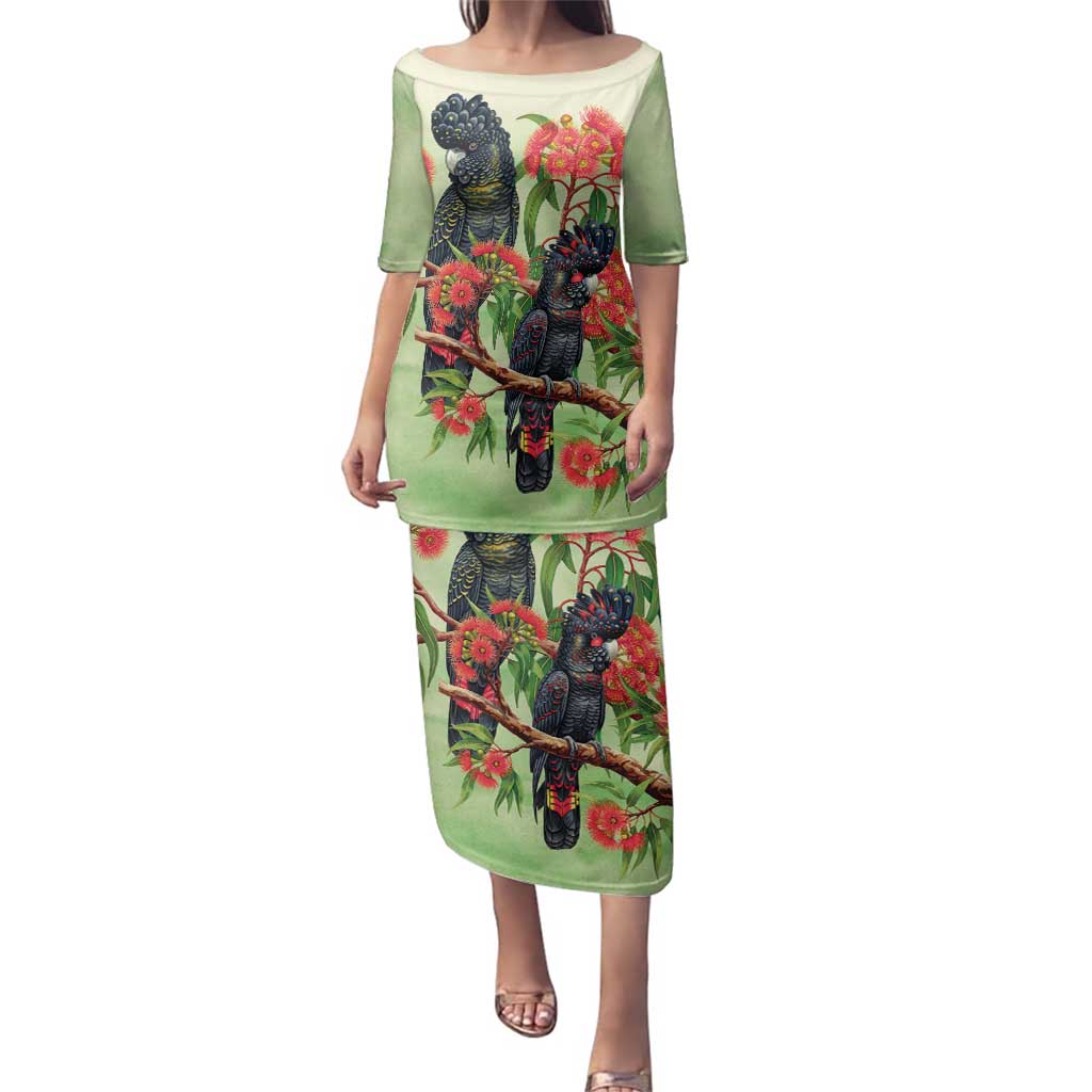 Australia Black Cockatoo and Eucalyptus Family Matching Puletasi and Hawaiian Shirt Green Spirit of Aussie Native Bird - Aussie Hoodie