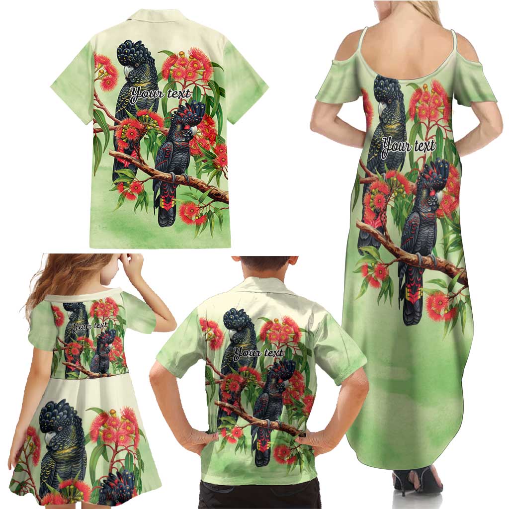 Australia Black Cockatoo and Eucalyptus Family Matching Summer Maxi Dress and Hawaiian Shirt Green Spirit of Aussie Native Bird - Aussie Hoodie
