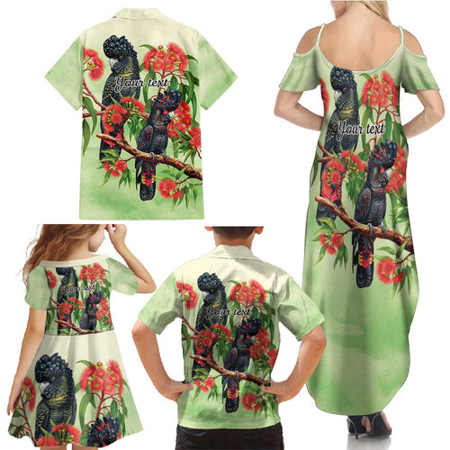 Australia Black Cockatoo and Eucalyptus Family Matching Summer Maxi Dress and Hawaiian Shirt Green Spirit of Aussie Native Bird - Aussie Hoodie