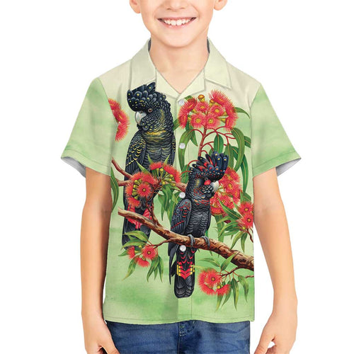 Australia Black Cockatoo and Eucalyptus Family Matching Summer Maxi Dress and Hawaiian Shirt Green Spirit of Aussie Native Bird - Aussie Hoodie