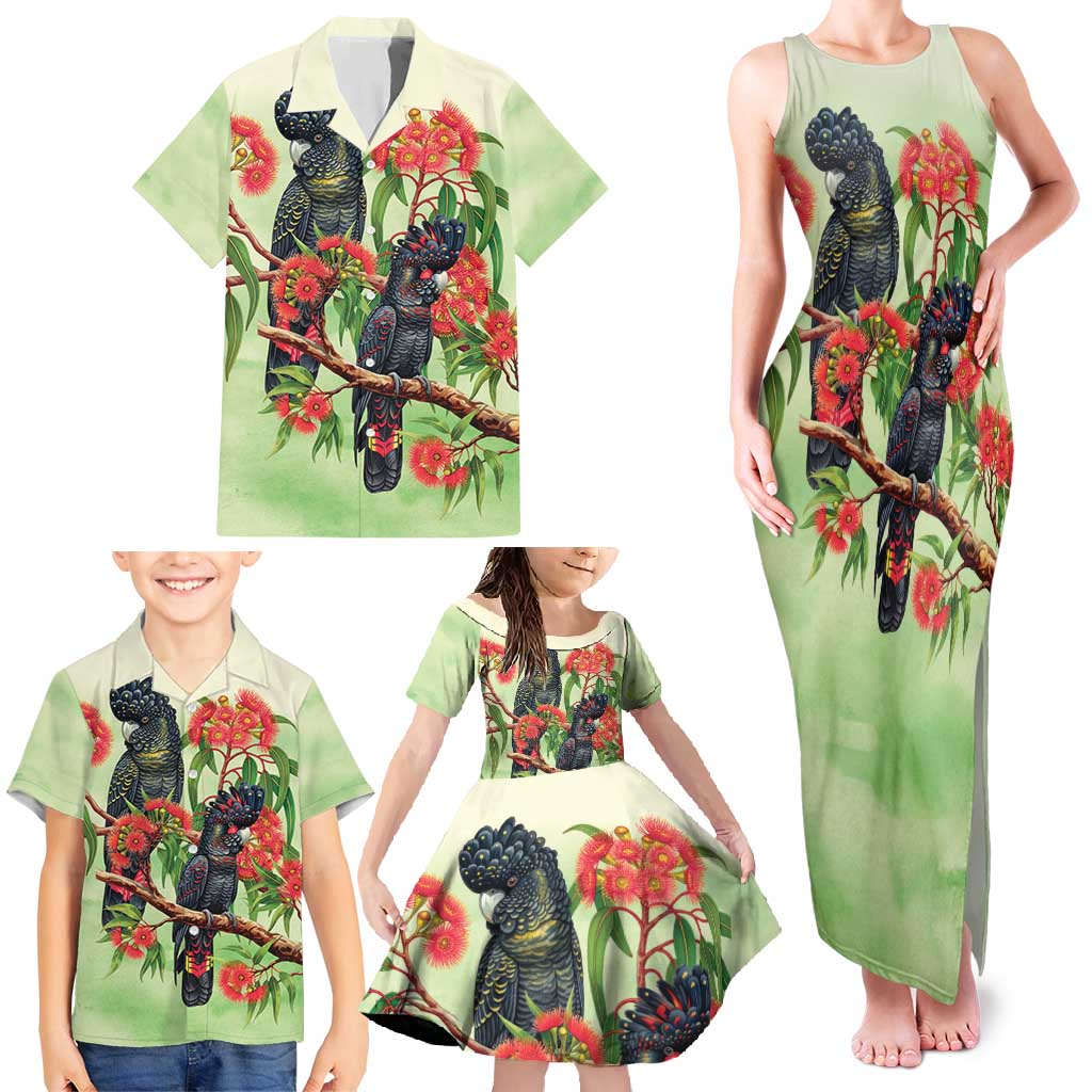 Australia Black Cockatoo and Eucalyptus Family Matching Tank Maxi Dress and Hawaiian Shirt Green Spirit of Aussie Native Bird - Aussie Hoodie