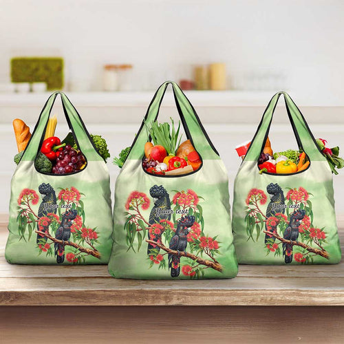 Australia Black Cockatoo and Eucalyptus Grocery Bag Green Spirit of Aussie Native Bird - Aussie Hoodie