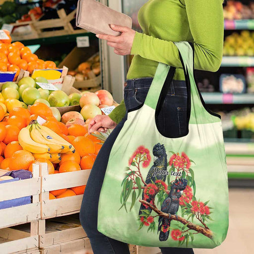 Australia Black Cockatoo and Eucalyptus Grocery Bag Green Spirit of Aussie Native Bird - Aussie Hoodie