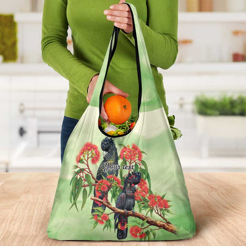 Australia Black Cockatoo and Eucalyptus Grocery Bag Green Spirit of Aussie Native Bird - Aussie Hoodie