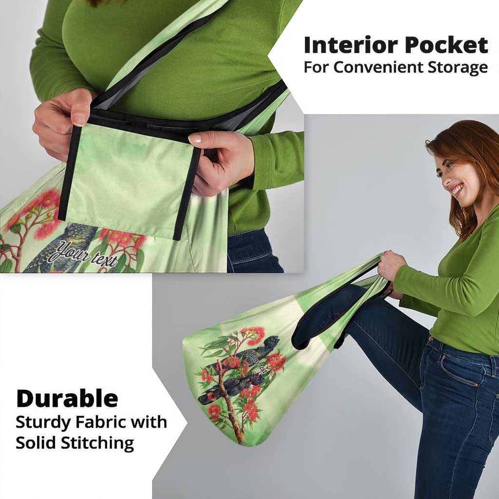 Australia Black Cockatoo and Eucalyptus Grocery Bag Green Spirit of Aussie Native Bird - Aussie Hoodie